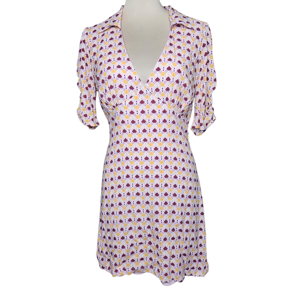 Charlie Holiday Retro Geometric Print Mini Dress | Size 8